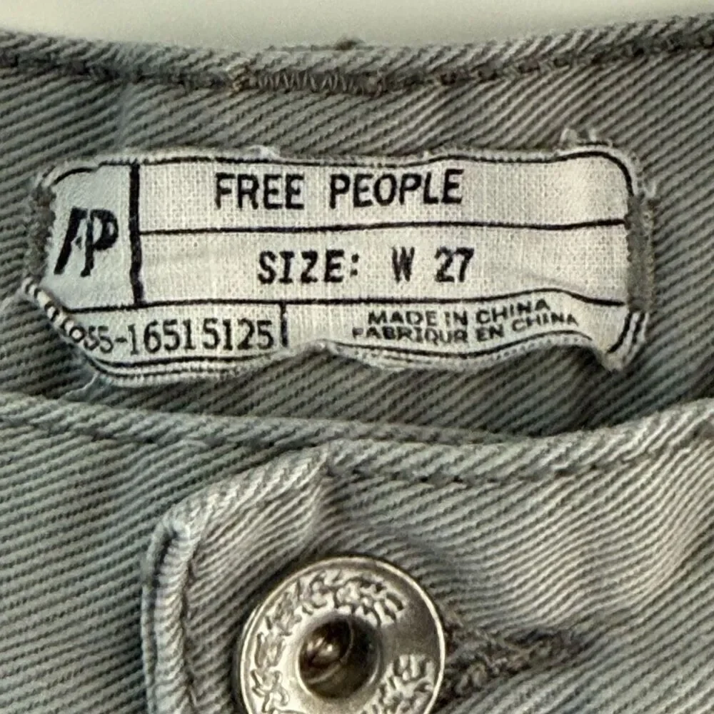 Free People Slate Blue Button Fly Cut Off Shorts - Women’s US 27